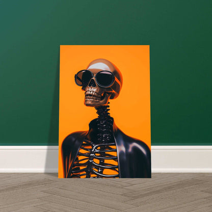 Tableau Squelette - Art Cyberpunk Chic en Aluminium