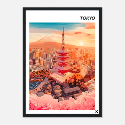 Affiche Tokyo - Cerisiers et Gratte-Ciels pour votre déco