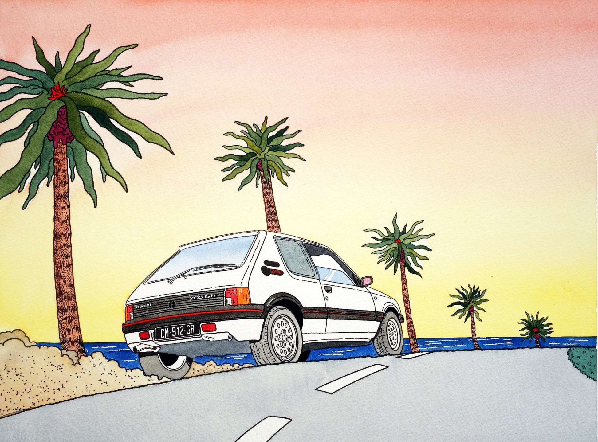 Peugeot 205 GTI - Art rétro-futuriste par Romain Lemée