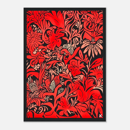 Lithographie fleur - Jardin de Feu, Art floral captivant