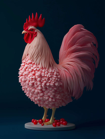 Tableau animal - Le Coq Gourmand décor surréaliste