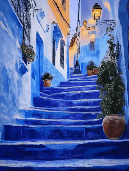 Tableau Chefchaouen - Mystère Andalou aux Couleurs Éblouissantes