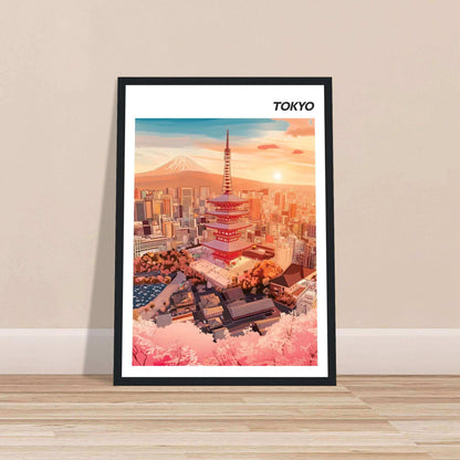 Affiche Tokyo - Cerisiers et Gratte-Ciels pour votre déco